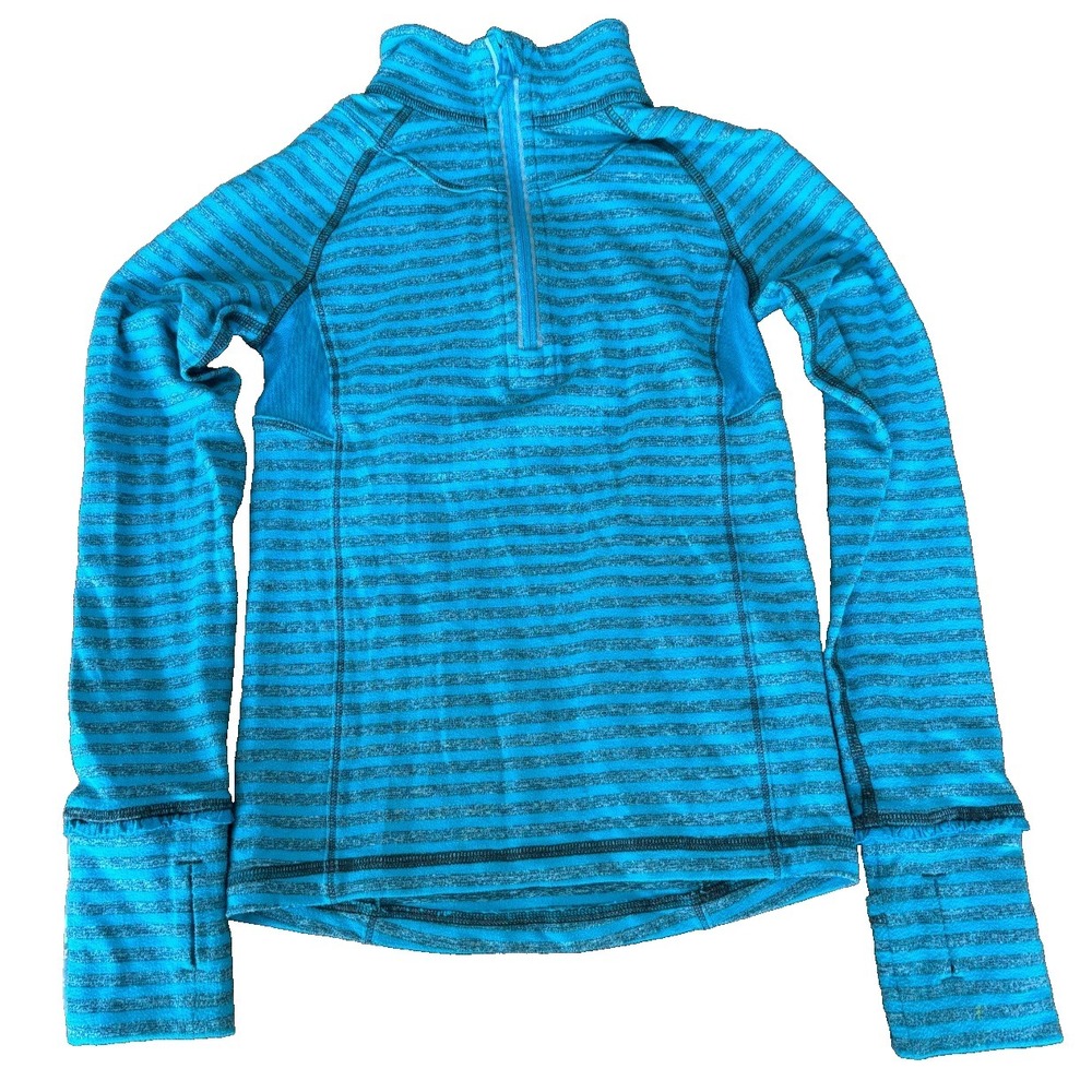 Ivivva By Lululemon Pullover kids' size 4 striped 1/4 Zip Long Sleeve Mock Neck